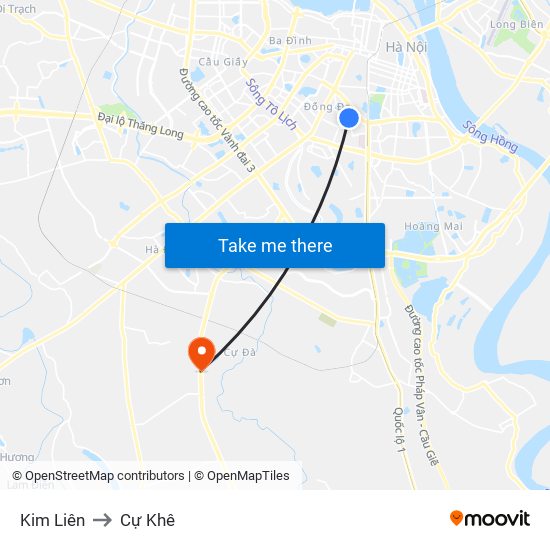 Kim Liên to Cự Khê map