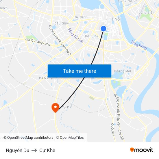 Nguyễn Du to Cự Khê map