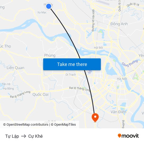 Tự Lập to Cự Khê map