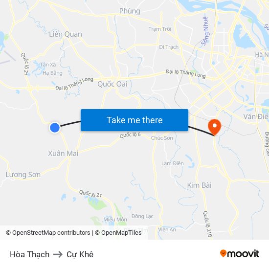 Hòa Thạch to Cự Khê map