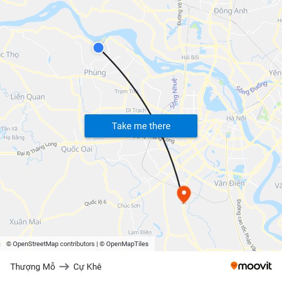 Thượng Mỗ to Cự Khê map