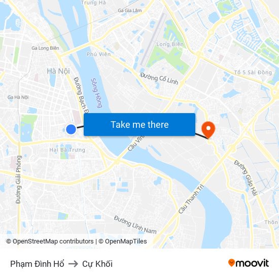 Phạm Đình Hổ to Cự Khối map