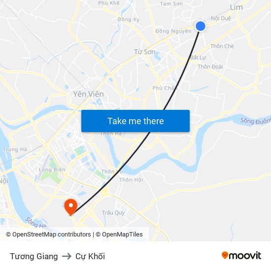 Tương Giang to Cự Khối map