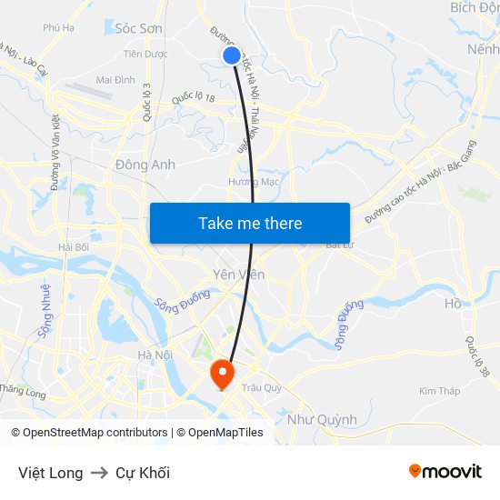 Việt Long to Cự Khối map