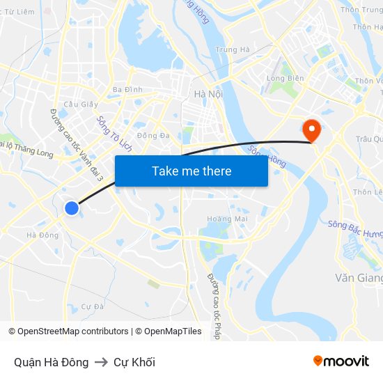 Quận Hà Đông to Cự Khối map