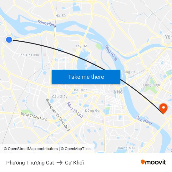 Phường Thượng Cát to Cự Khối map