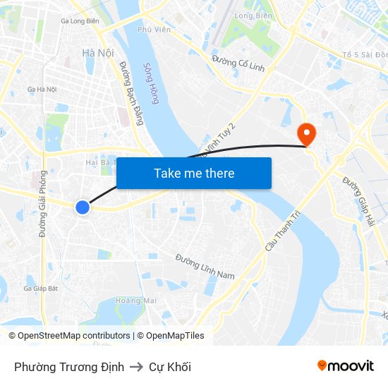 Phường Trương Định to Cự Khối map