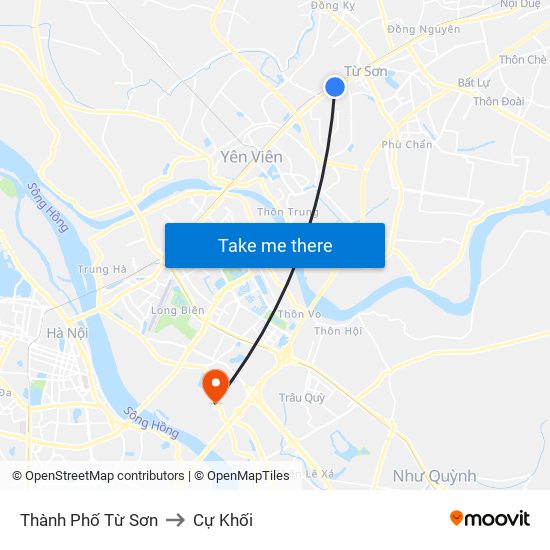 Thành Phố Từ Sơn to Cự Khối map