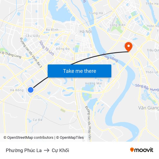 Phường Phúc La to Cự Khối map