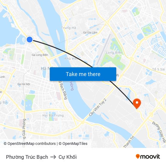 Phường Trúc Bạch to Cự Khối map