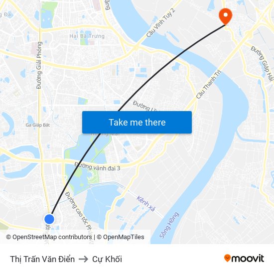 Thị Trấn Văn Điển to Cự Khối map