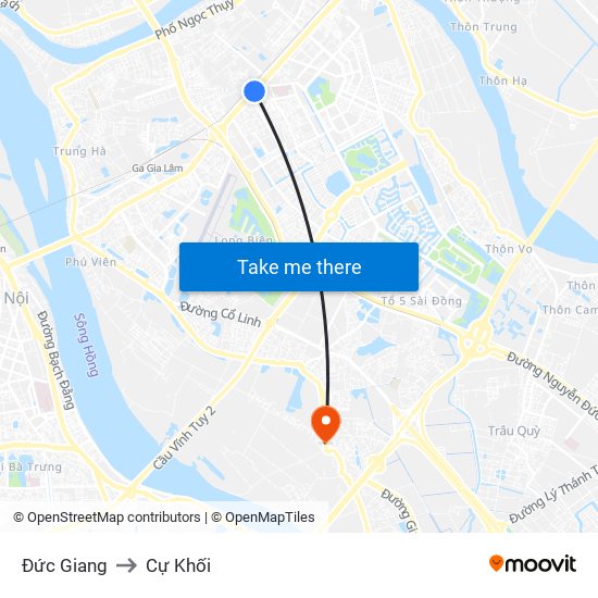 Đức Giang to Cự Khối map