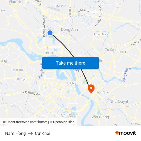 Nam Hồng to Cự Khối map