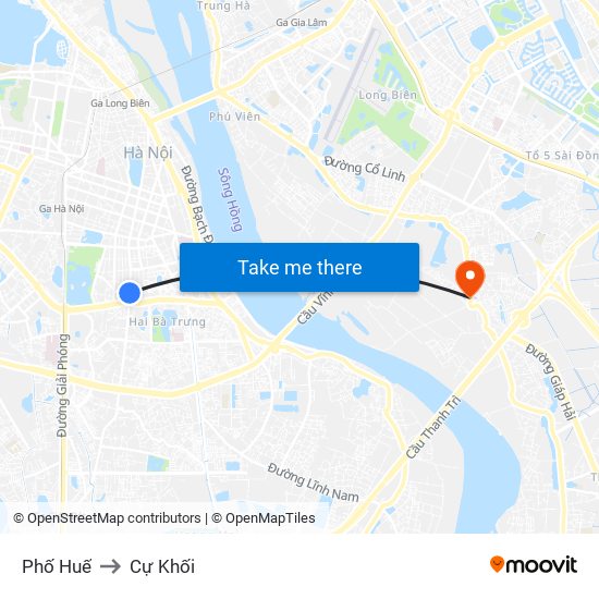 Phố Huế to Cự Khối map