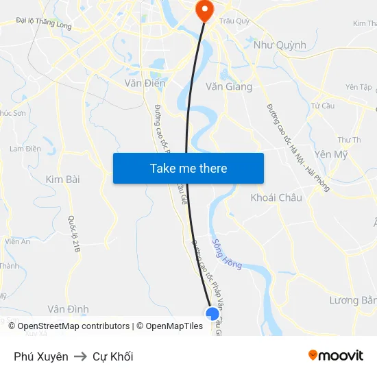 Phú Xuyên to Cự Khối map