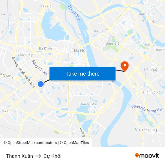 Thanh Xuân to Cự Khối map