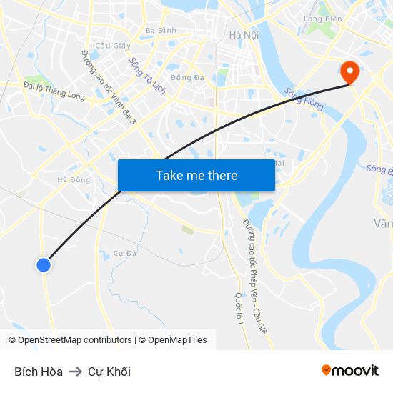 Bích Hòa to Cự Khối map