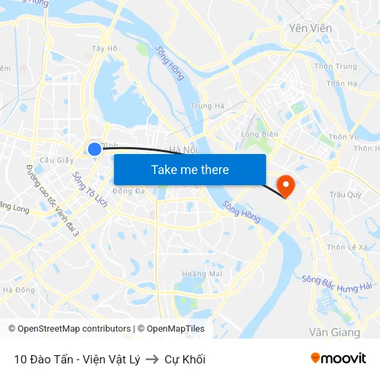 10 Đào Tấn - Viện Vật Lý to Cự Khối map