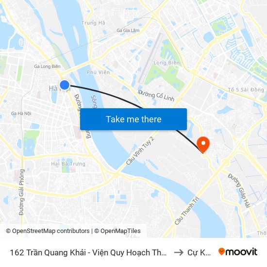 162 Trần Quang Khải - Viện Quy Hoạch Thủy Lợi to Cự Khối map