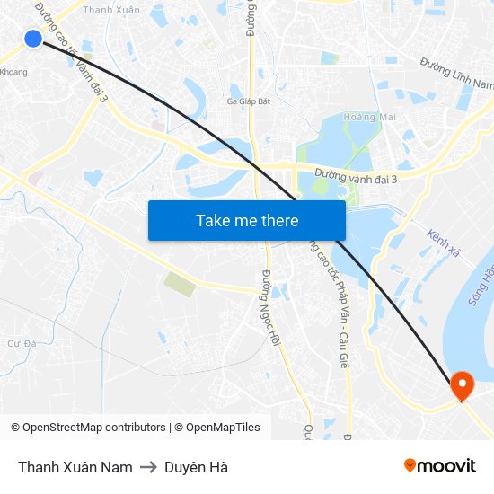 Thanh Xuân Nam to Duyên Hà map