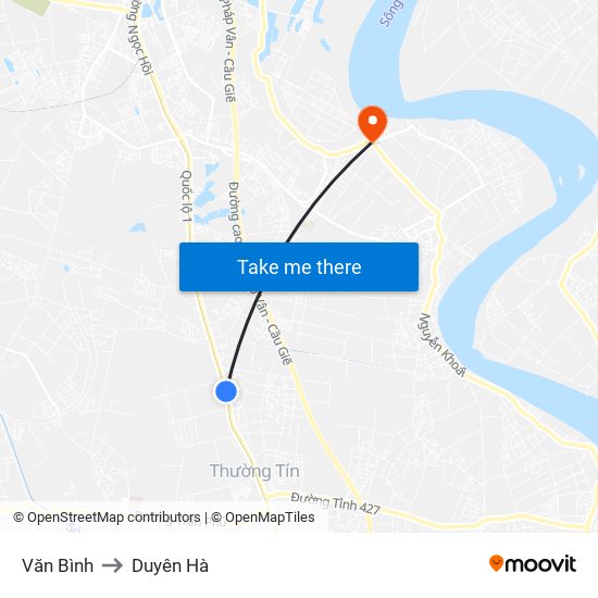 Văn Bình to Duyên Hà map
