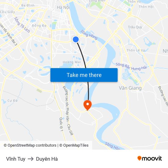 Vĩnh Tuy to Duyên Hà map