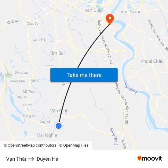 Vạn Thái to Duyên Hà map