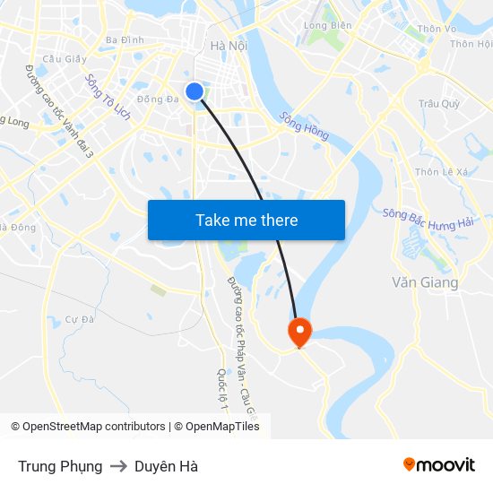 Trung Phụng to Duyên Hà map