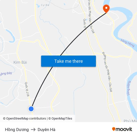 Hồng Dương to Duyên Hà map