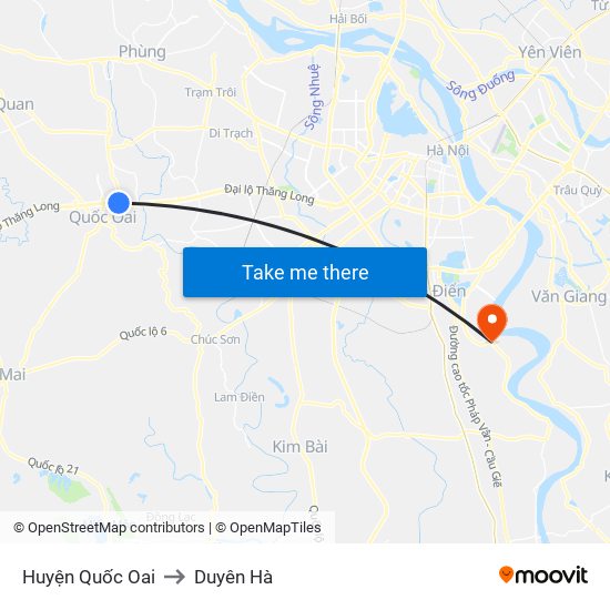 Huyện Quốc Oai to Duyên Hà map