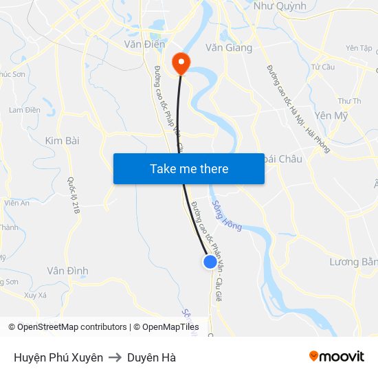 Huyện Phú Xuyên to Duyên Hà map