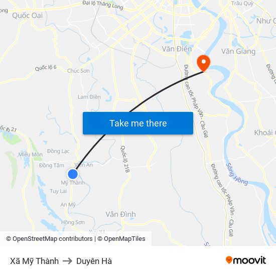 Xã Mỹ Thành to Duyên Hà map