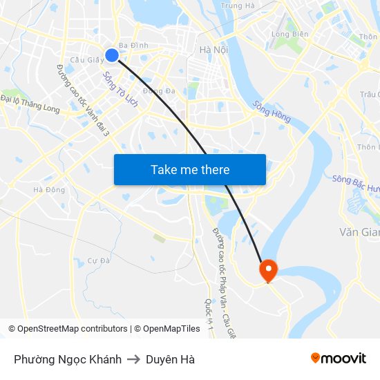 Phường Ngọc Khánh to Duyên Hà map