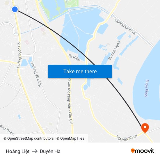 Hoàng Liệt to Duyên Hà map