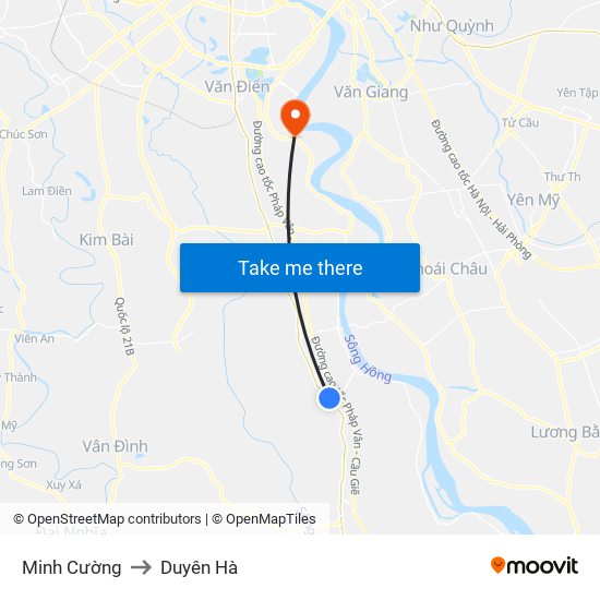 Minh Cường to Duyên Hà map