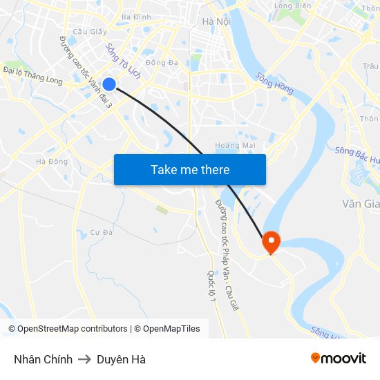 Nhân Chính to Duyên Hà map