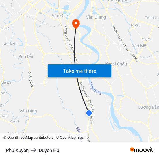 Phú Xuyên to Duyên Hà map