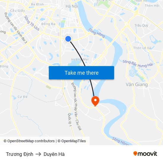 Trương Định to Duyên Hà map