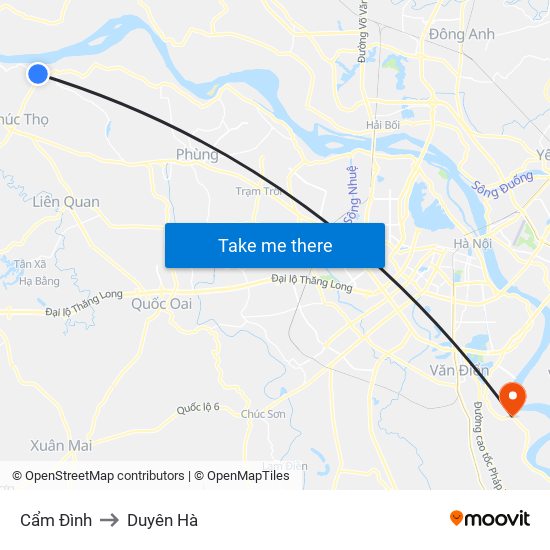 Cẩm Đình to Duyên Hà map