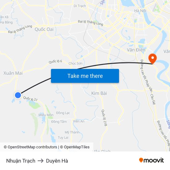 Nhuận Trạch to Duyên Hà map