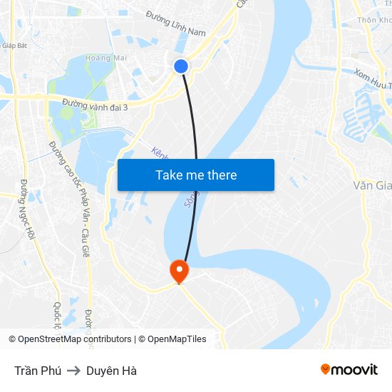Trần Phú to Duyên Hà map