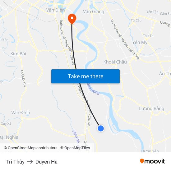 Tri Thủy to Duyên Hà map