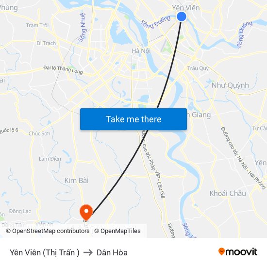 Yên Viên (Thị Trấn ) to Dân Hòa map