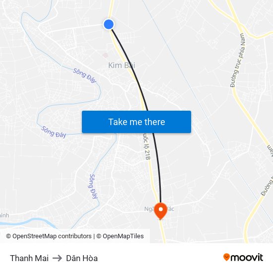 Thanh Mai to Dân Hòa map