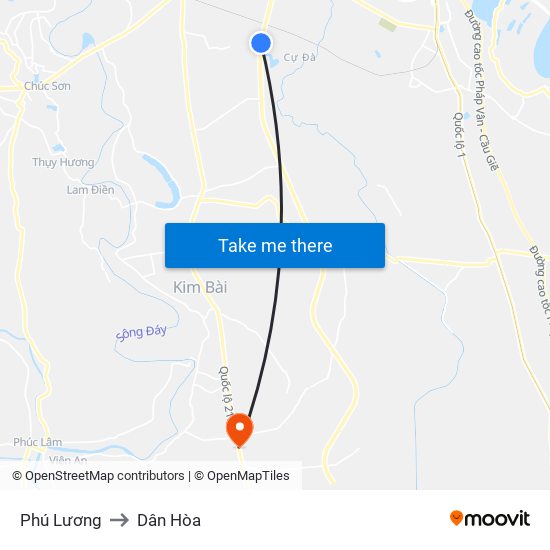 Phú Lương to Dân Hòa map