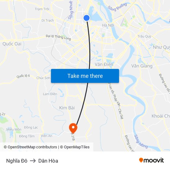 Nghĩa Đô to Dân Hòa map