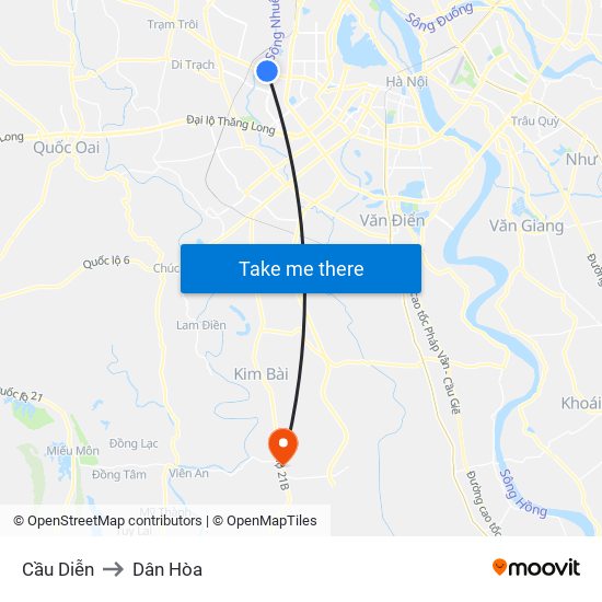 Cầu Diễn to Dân Hòa map