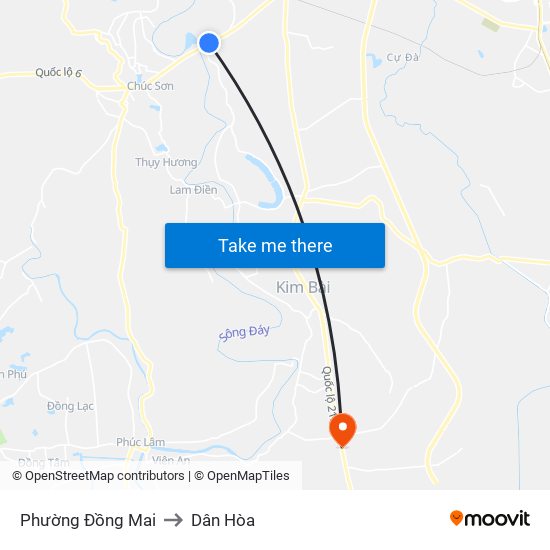 Phường Đồng Mai to Dân Hòa map