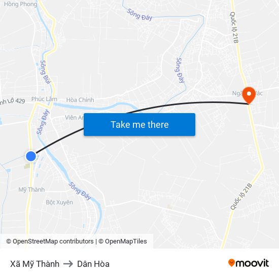 Xã Mỹ Thành to Dân Hòa map