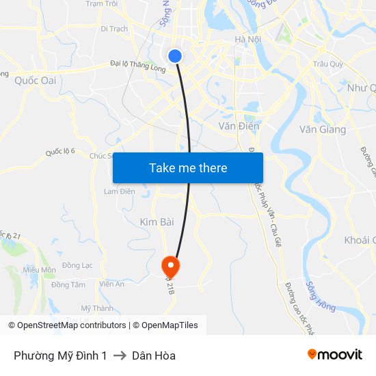 Phường Mỹ Đình 1 to Dân Hòa map